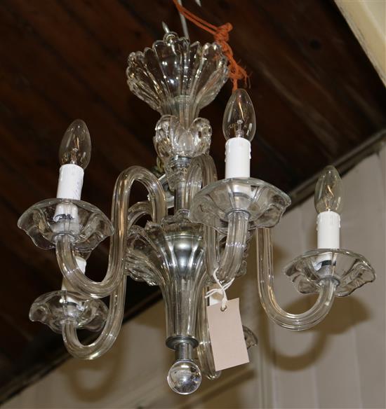 5 branch glass chandelier